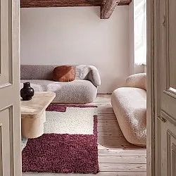 Shaggy rugs - Begur Natural Cotton Shaggy (off-white/burgundy)