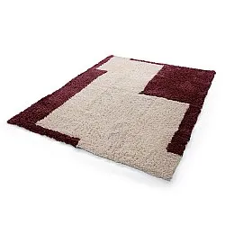 Shaggy rugs - Begur Natural Cotton Shaggy (off-white/burgundy)