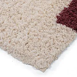Shaggy rugs - Begur Natural Cotton Shaggy (off-white/burgundy)