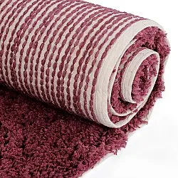Shaggy rugs - Begur Natural Cotton Shaggy (off-white/burgundy)