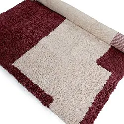 Shaggy rugs - Begur Natural Cotton Shaggy (off-white/burgundy)