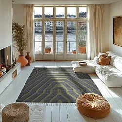 Shaggy rugs - Callista Natural Cotton Shaggy (black/green)