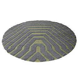 Round rug - Callista Natural Cotton Shaggy (black/green)