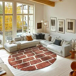 Round rug - Cyrus Natural Cotton Shaggy (brown)