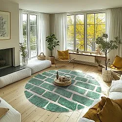 Round rug - Cyrus Natural Cotton Shaggy (green)
