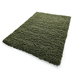 Shaggy rugs - Fassale Hand Woven Wool Shaggy (moss green)