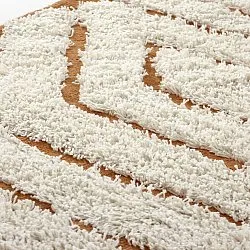 Round rug - Holwell Natural Cotton Shaggy (off white/brown)