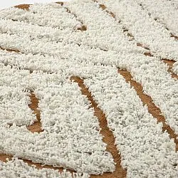 Round rug - Holwell Natural Cotton Shaggy (off white/brown)