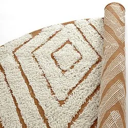 Round rug - Holwell Natural Cotton Shaggy (off white/brown)