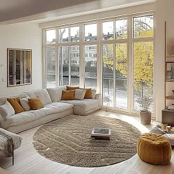 Round rug - Kindon Natural Cotton Shaggy (beige/white)