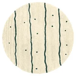 Round rug - Leora Natural Cotton Shaggy (beige/green)