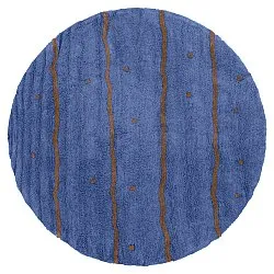 Round rug - Leora Natural Cotton Shaggy (blue/brown)
