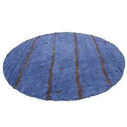 Round rug - Leora Natural Cotton Shaggy (blue/brown)
