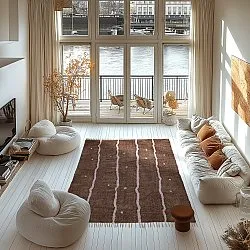 Shaggy rugs - Leora Natural Cotton Shaggy (brown/purple)
