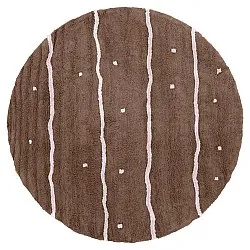 Round rug - Leora Natural Cotton Shaggy (brown/purple)