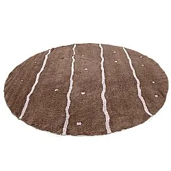 Round rug - Leora Natural Cotton Shaggy (brown/purple)