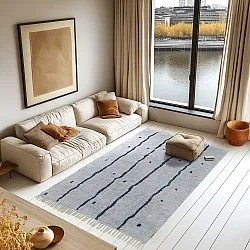 Shaggy rugs - Leora Natural Cotton Shaggy (grey/blue)
