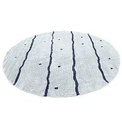 Round rug - Leora Natural Cotton Shaggy (grey/blue)