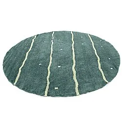 Round rug - Leora Natural Cotton Shaggy (green)