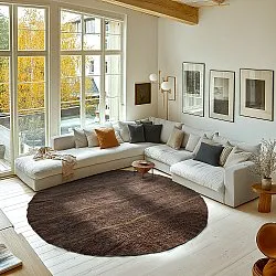 Round rug - Leora Natural Cotton Shaggy (brown/olive)