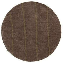 Round rug - Leora Natural Cotton Shaggy (brown/olive)