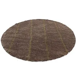 Round rug - Leora Natural Cotton Shaggy (brown/olive)