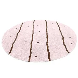 Round rug - Leora Natural Cotton Shaggy (pink/brown)