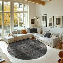 Round rug - Leora Natural Cotton Shaggy (black/brown)