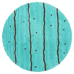 Round rug - Leora Natural Cotton Shaggy (turquoise/brown)
