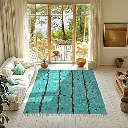 Shaggy rugs - Leora Natural Cotton Shaggy (turquoise/brown)