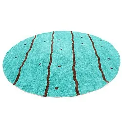 Round rug - Leora Natural Cotton Shaggy (turquoise/brown)