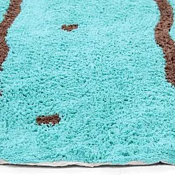Round rug - Leora Natural Cotton Shaggy (turquoise/brown)