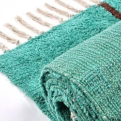 Shaggy rugs - Leora Natural Cotton Shaggy (turquoise/brown)