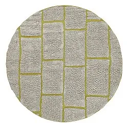 Round rug - Lindley Natural Cotton Shaggy (greige/green)
