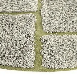 Round rug - Lindley Natural Cotton Shaggy (greige/green)