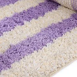 Shaggy rugs - Thira Stripe Cotton Shaggy (cream/light purple)