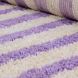 Shaggy rugs - Thira Stripe Cotton Shaggy (cream/light purple)