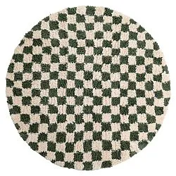 Round rug - Methoni Check Cotton Shaggy (cream/green)