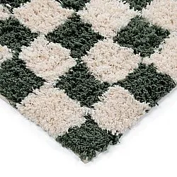 Shaggy rugs - Methoni Check Cotton Shaggy (cream/green)