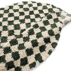 Round rug - Methoni Check Cotton Shaggy (cream/green)