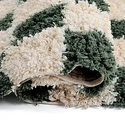 Shaggy rugs - Methoni Check Cotton Shaggy (cream/green)