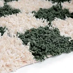 Shaggy rugs - Methoni Check Cotton Shaggy (cream/green)