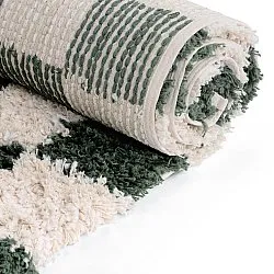 Shaggy rugs - Methoni Check Cotton Shaggy (cream/green)