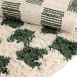 Round rug - Methoni Check Cotton Shaggy (cream/green)
