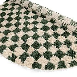 Round rug - Methoni Check Cotton Shaggy (cream/green)