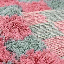 Shaggy rugs - Methoni Check Cotton Shaggy (light blue/light pink)