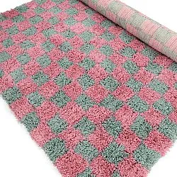 Shaggy rugs - Methoni Check Cotton Shaggy (light blue/light pink)