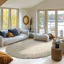 Round rug - Sivia Natural Cotton Shaggy (beige)