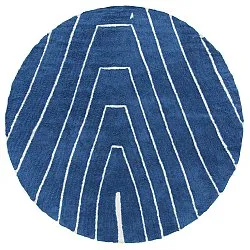 Round rug - Sivia Natural Cotton Shaggy (blue)