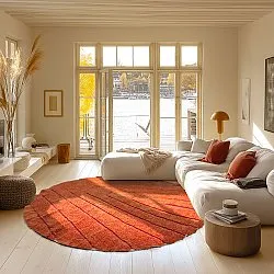 Round rug - Sivia Natural Cotton Shaggy (red/orange)